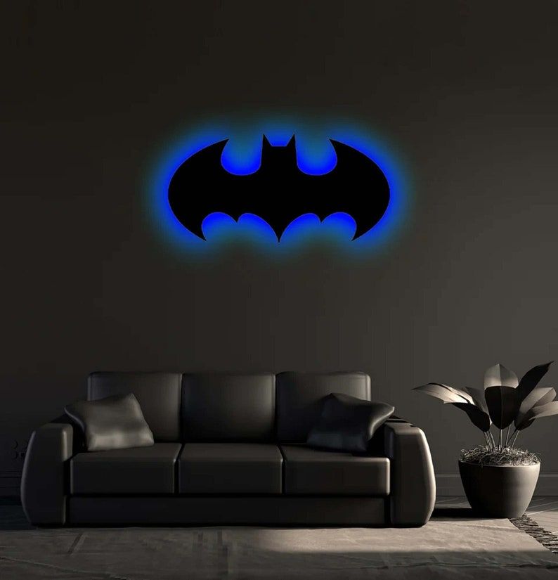 Batman LED Wall Light with Remote Control - Color Changing Modern Design for Boys' Rooms and Gaming Desks ( remote with only RGB Varient )