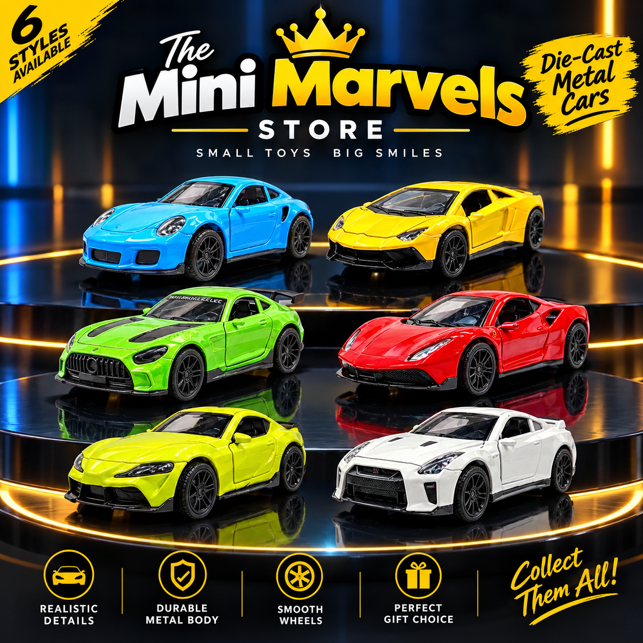 Premium Diecast Metal Sports Car Model Collection - 1:32 Scale High-Simulation Alloy Vehicle Display - Authentic Collector Edition Nissan GTR, Lamborghini, Bugatti, Toyota Supra