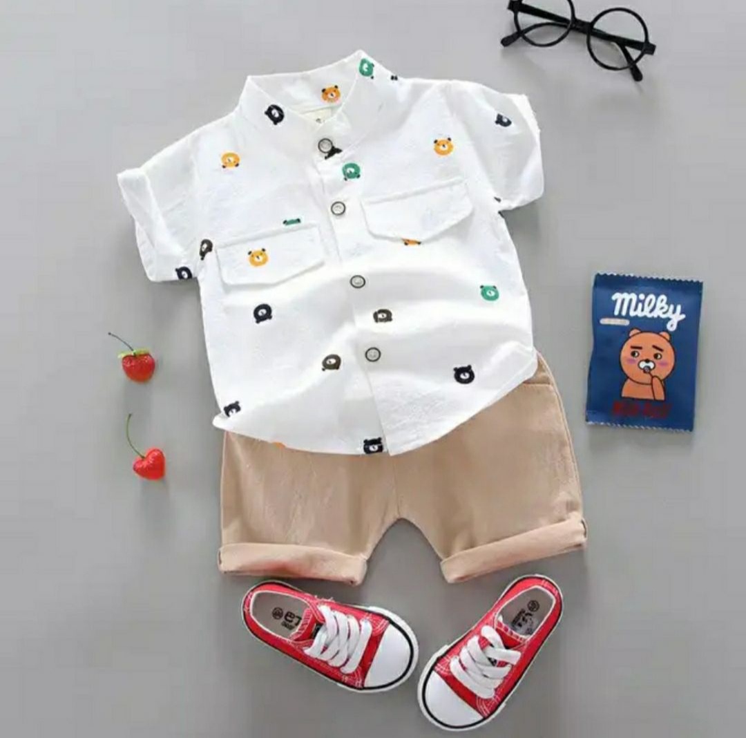 summer Collection Cotton Casual Shirt And Short For Kids Baby Boys And Baby Girls Short Sleeves Tee Tops Clothes Sets Dresses Outfit Suit For Unisex Jannat Place