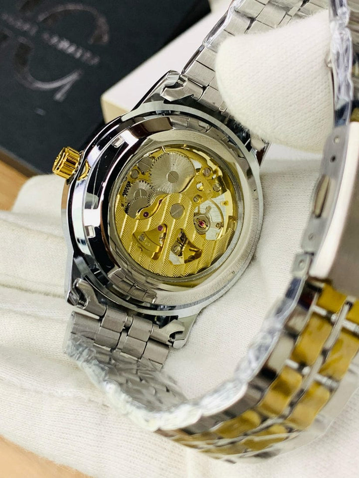 automatic skeleton mechanical tow ton waterproof male watches