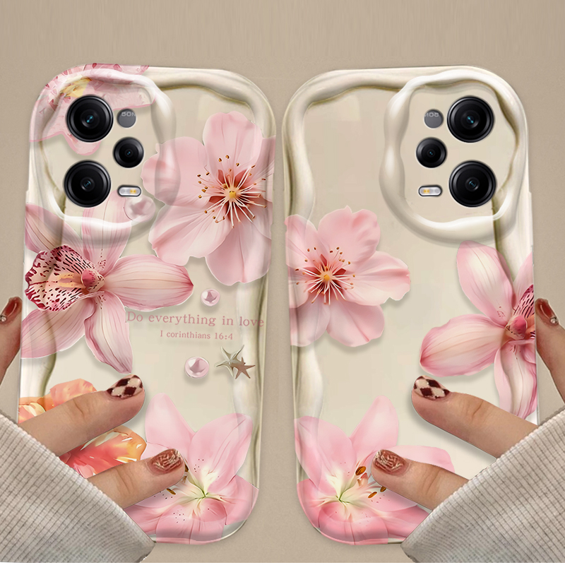 Retro Pink Lily Flower Phone Case for  Redmi Note 14 13 12 11 10 9 Pro Plus 14S 12S 11S 10S 9S Redmi 14C 14R 13C 12 4G 5G