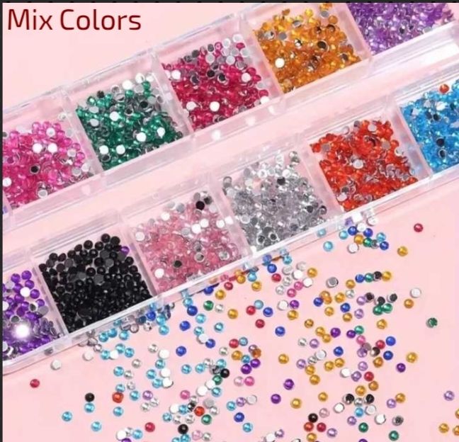 Nail Stone Nail Art Rhinestones mini Tips Slices12 Colours Nail Studs Glitter Resin And Multi purpose Decorations Tool
