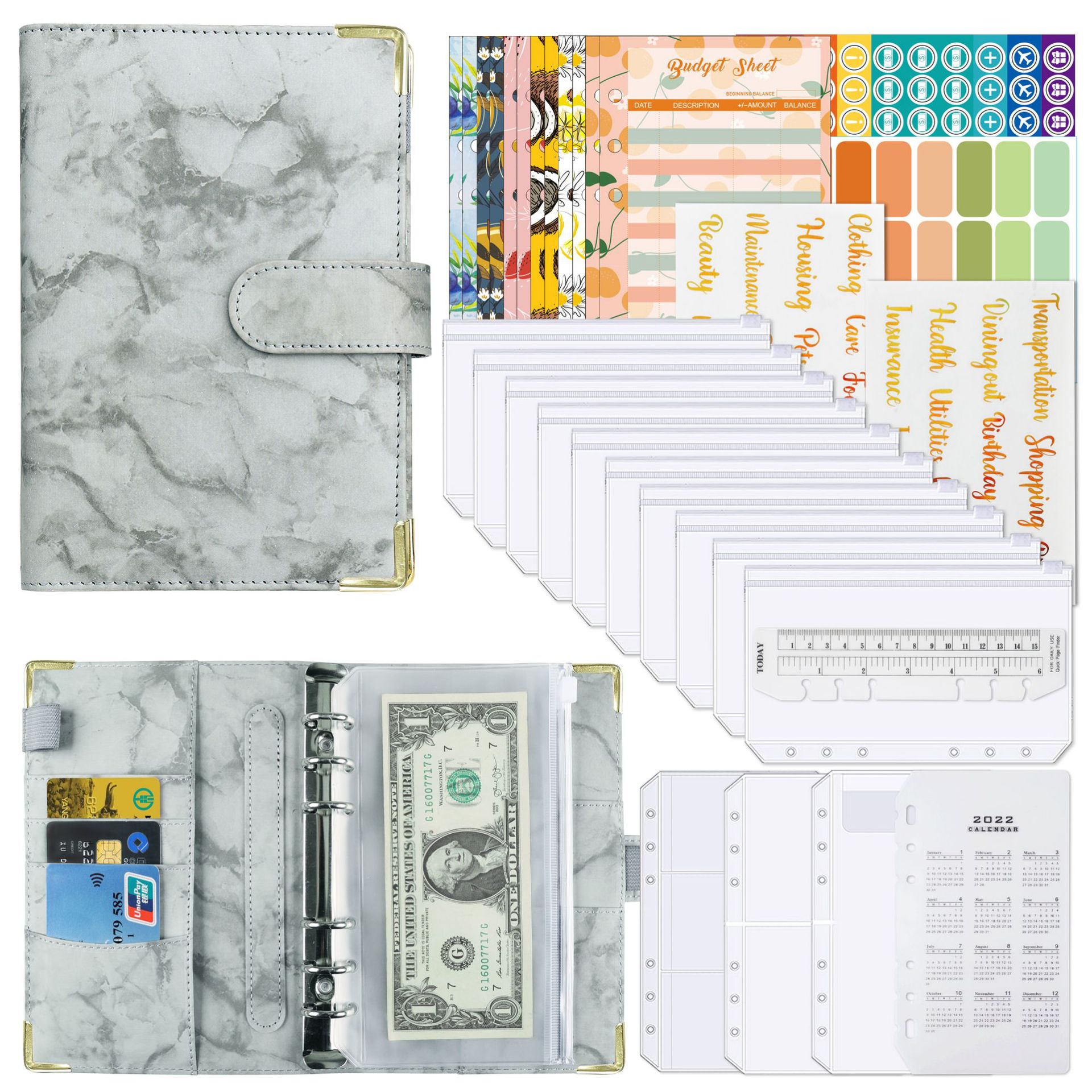 A6 Money Budget Planner Binder With Zipper Envelopes, Cash Envelopes