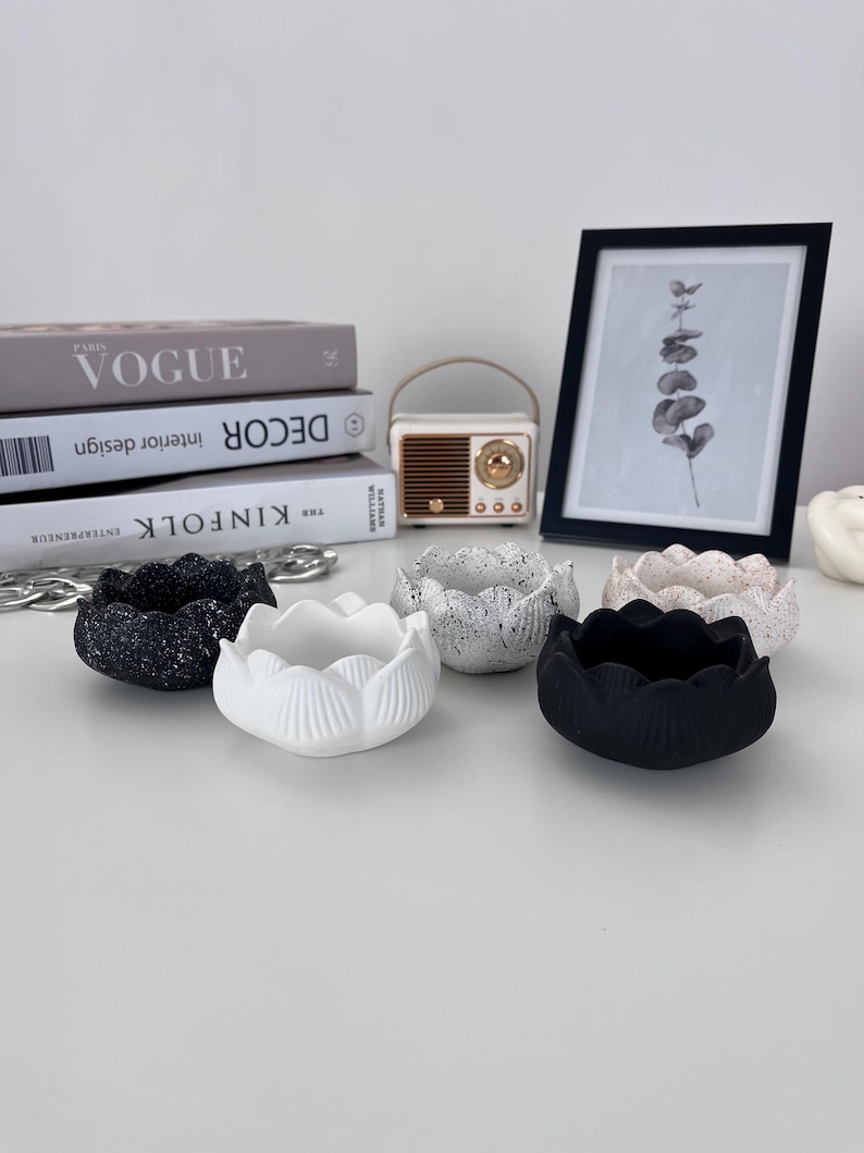 Lotus Shaped Gypsum Planter – Palo Santo Holder, Candle Holder, Jewelry Dish, Decorative Tray