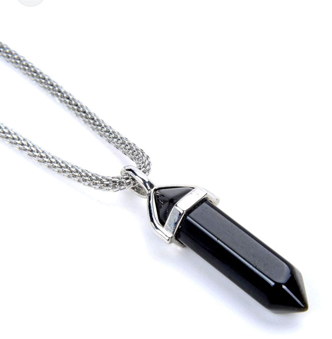 1pc/Beautiful Trendy Back Oxeyn Stone Pendant For Girls aND Boys Top  Fashion Black Onyx Crystal stone Pendant With Silver   Stainless steel Neck Chain  For Women & Girls best gift for freind lovers