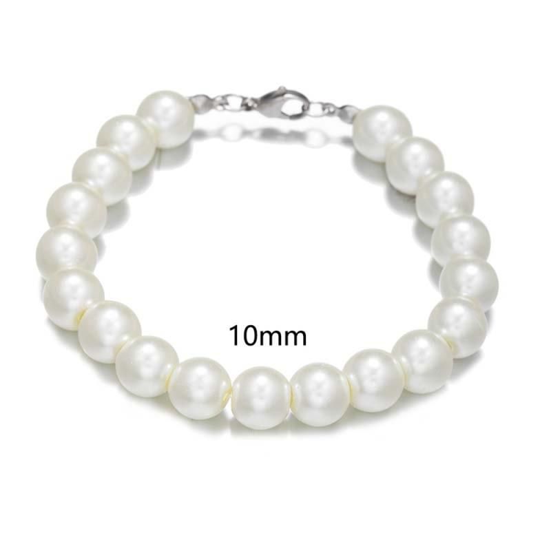6/8/10mm White Glass Pearl Bracelets 2022 Resin Bangles Handmade Elastic Beads Bracelet For Women Men Fine Jewelry Wedding Gift