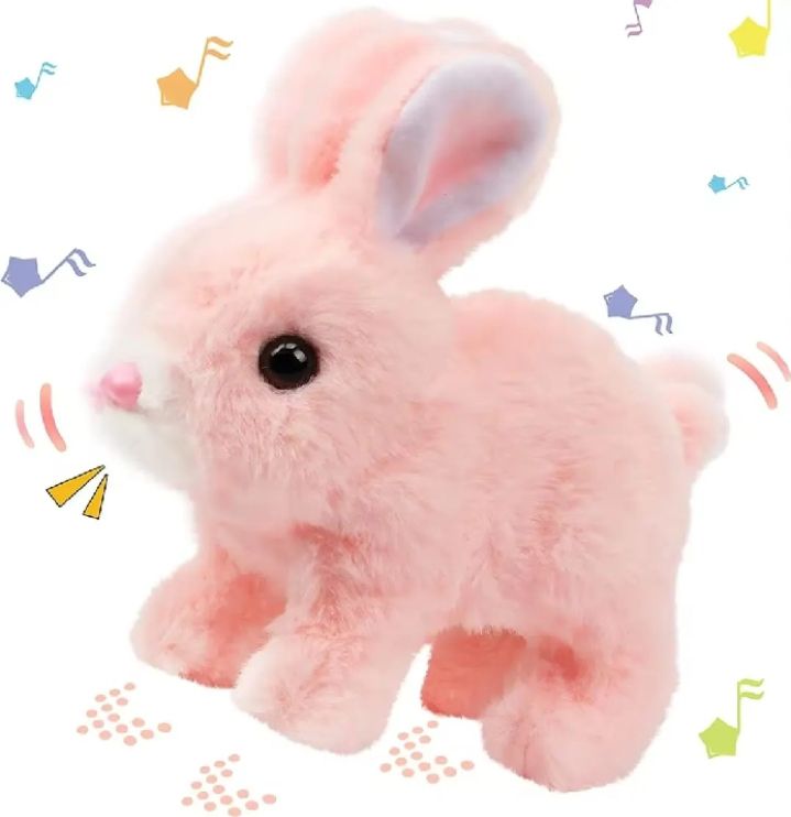 Electric Plush White Walking Rabbit Stuffed Bunny Interactive Soft Running Animal Shake Ears Bunny collectible Toy Mumble Walking & Sound Baby Educational Simulation Kids Cute jumping Toy for Fun Playtime Perfect Gift