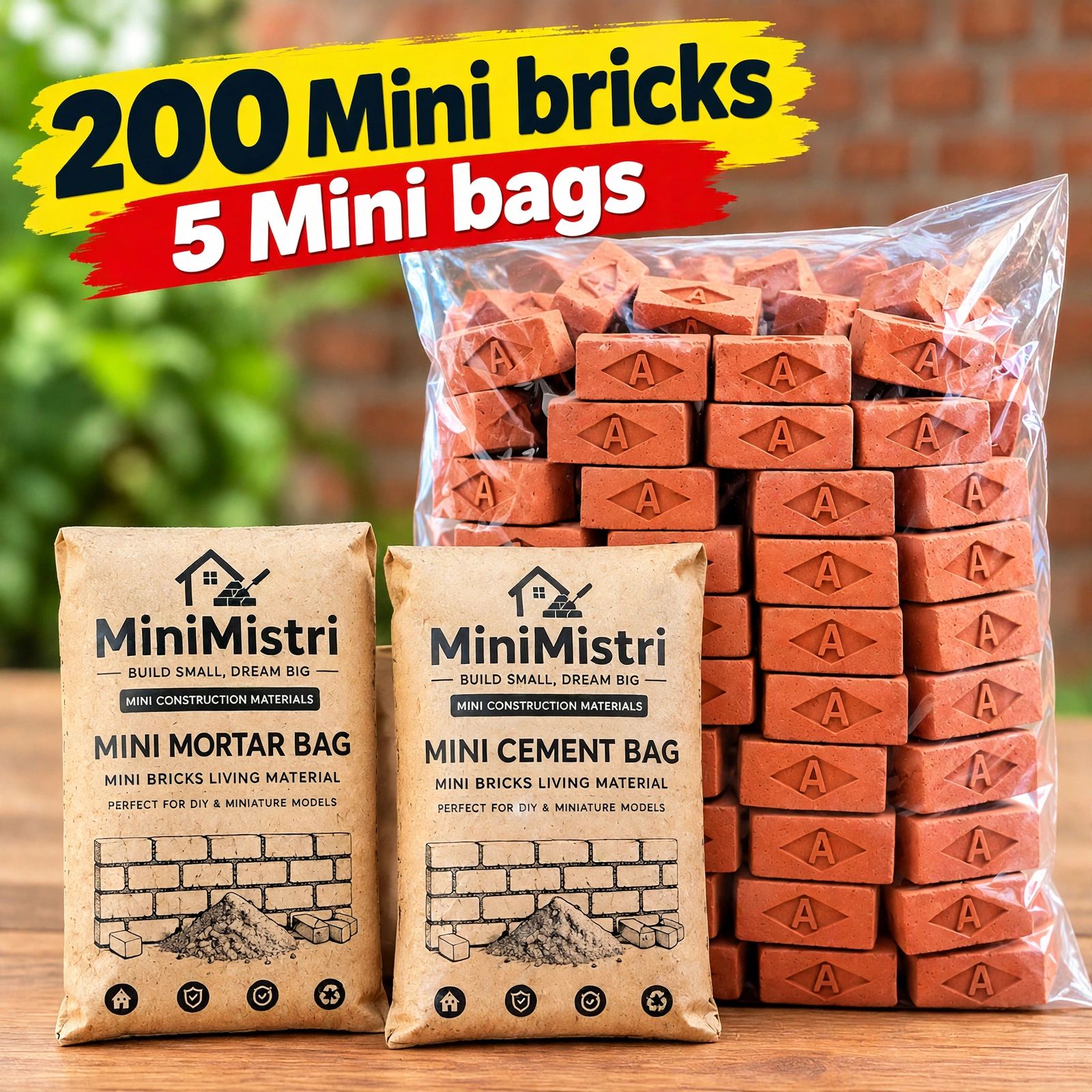 120 PCS Mini Bricks for Miniature House Building | DIY Crafts | Doll House Construction | School Project Building Blocks