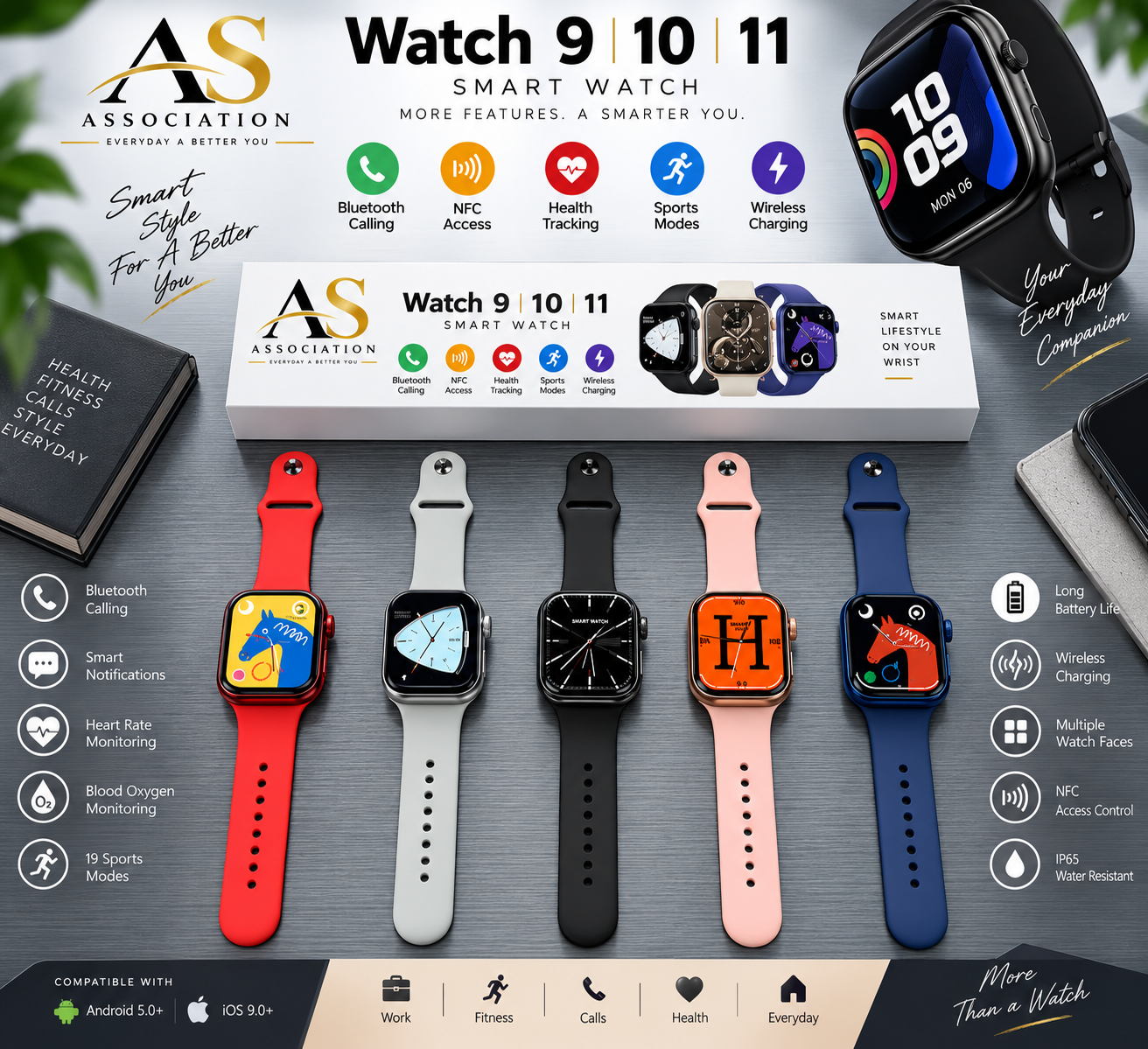 Watch 9 Max Smartwatch Series 9 Bluetooth Call NFC Wireless Charging Men Women Sports Smart