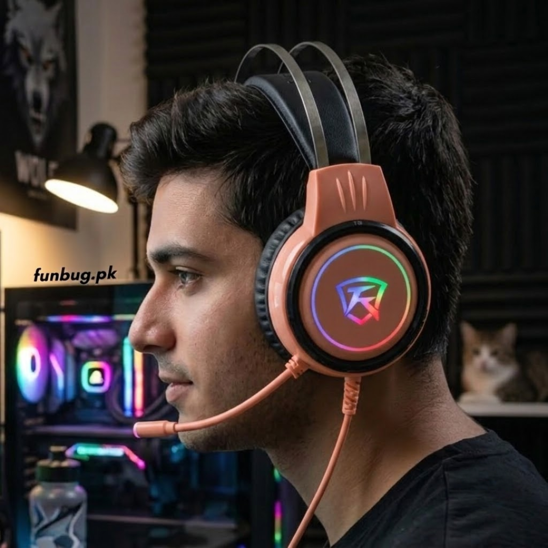 FunBug Pro Gaming Headset with RGB Lights, Noise Cancelling Microphone, USB/3.5mm Plug - Comfortable Ear Cushions, On-Headset Audio Control, New Gaming Headphones