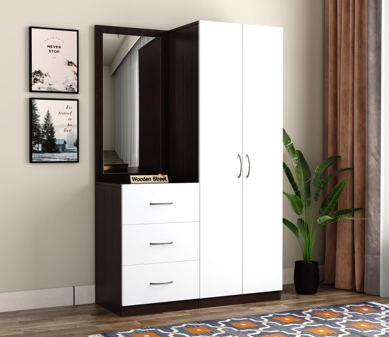 customized wooden wardrobe dressing table