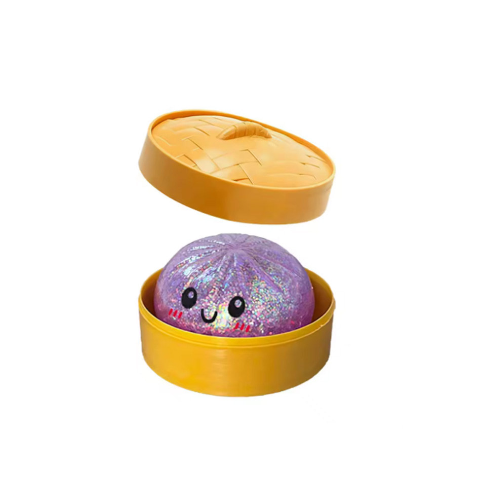 Viral Hidden Design 1-4Pcs Glitter Bead Dumpling Squishy, Blind Box with Box, Realistic Bun & Dumpling Squeeze Toy, Stress Relie