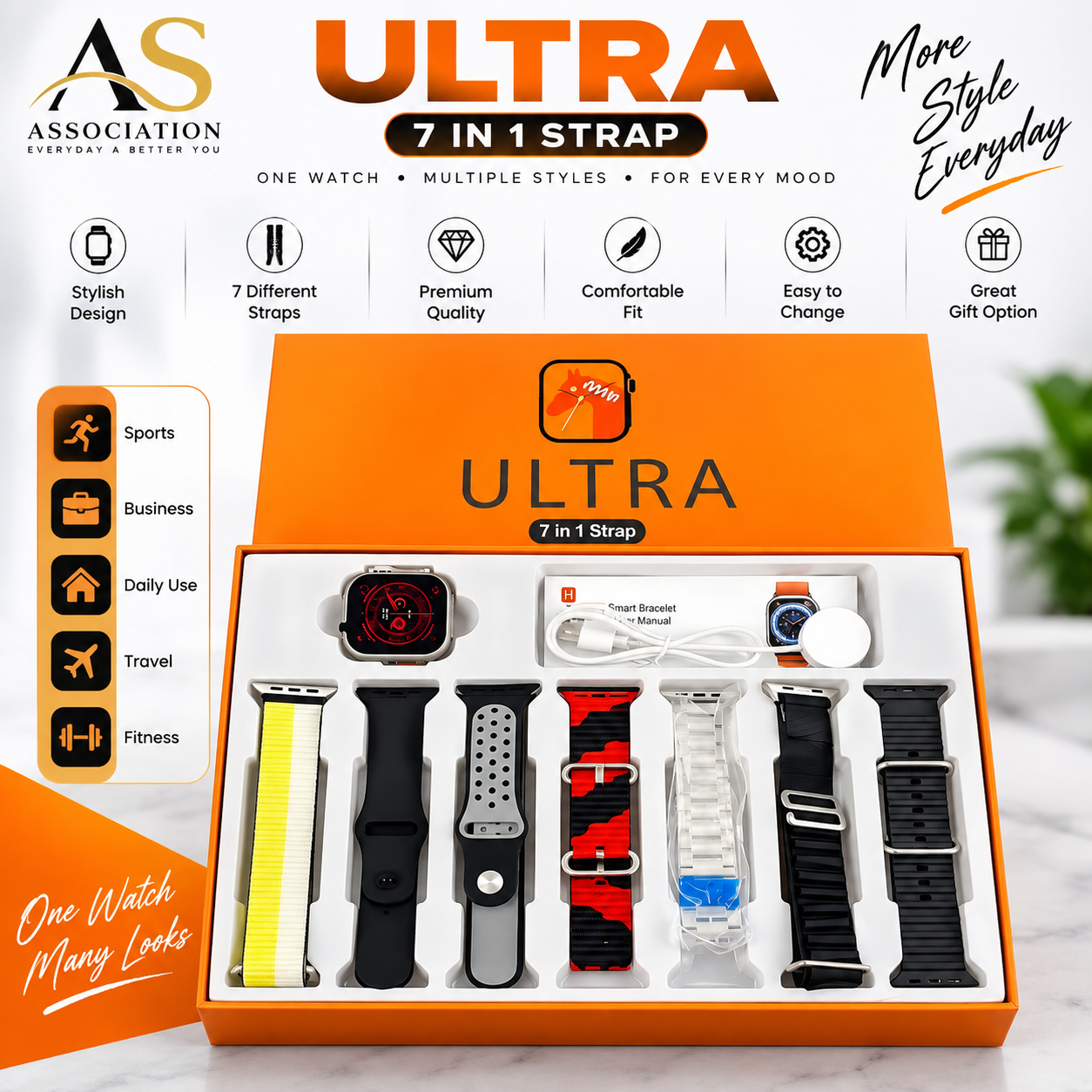 Smart watch Ultra 7 in1 y60 Ultra i40 Ultra 2 max suit Waterproof 7 Straps Men Women 49MM Bluetooth Call Heart rate Wireless Charging Fitness Bracelet Smartwatch