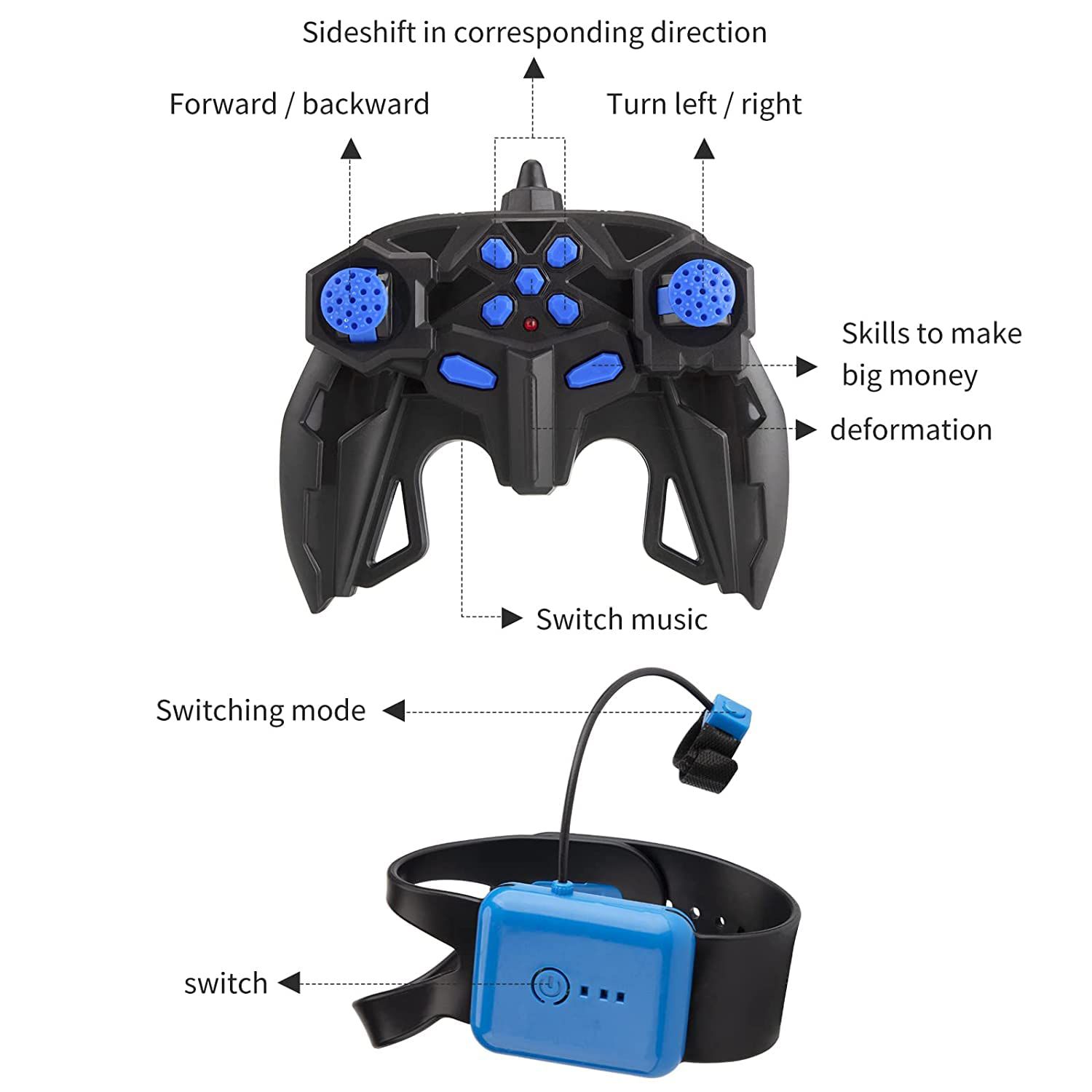 RC Stunt Car, 2.4GHz 4WD Remote Control Gesture Car Sensor Toy, Double Sided Rotating Off Road Vehicle 360° Flips with Lights Music, for Boys & Girls, Multi