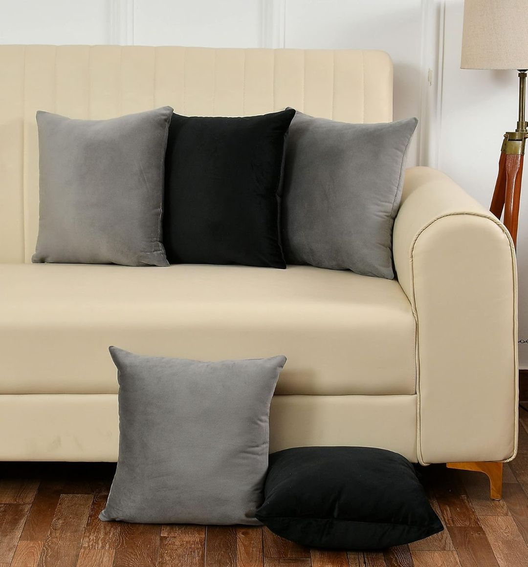 Pack Of 5 Plain Velvet Cushion Covers