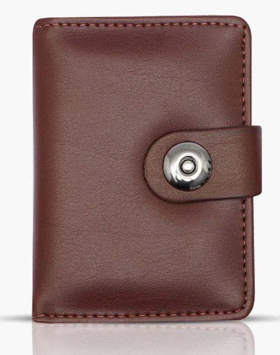 Genuine Leather Slim Bifold Wallet for Men - 5-Card Holder with Magnetic Closure