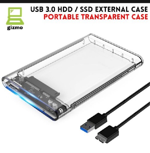 Portable External USB 2.5 transparent HDD and SSD case