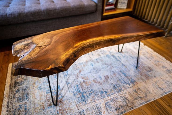 Live Edge Console Table 4ft  30 Inch Height Hairpin Legs  Solid Wood Entryway Table  Natural Wooden Slab  Rustic Hallway Table  Handmade Sofa Back Table for Home Decor