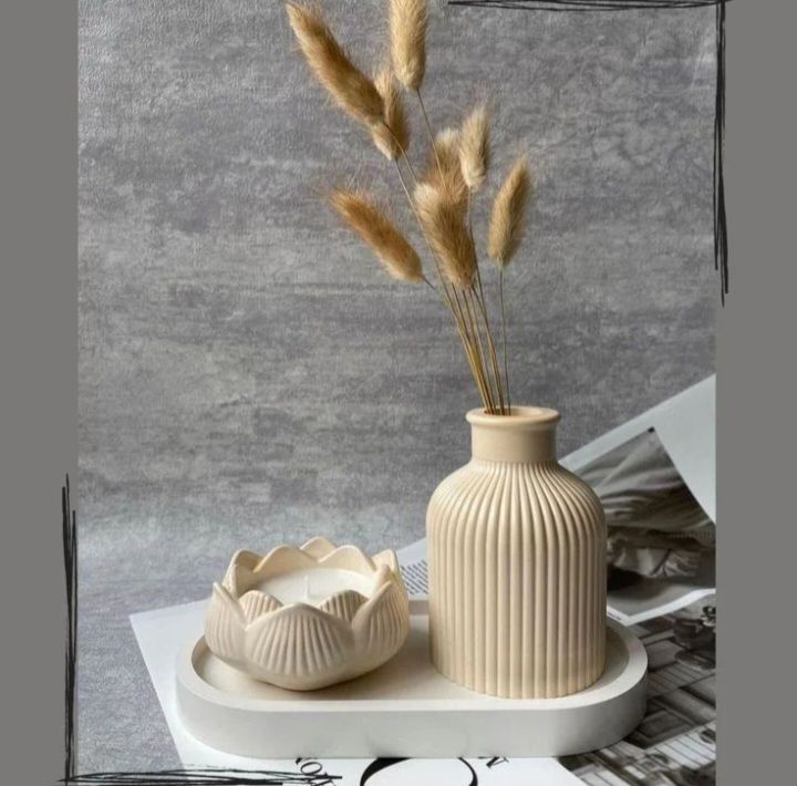 3 Pcs Set of Home Decor | Vases & Vessels | Decorative Bowls | Aromatherapy Candles | Home Fragnance