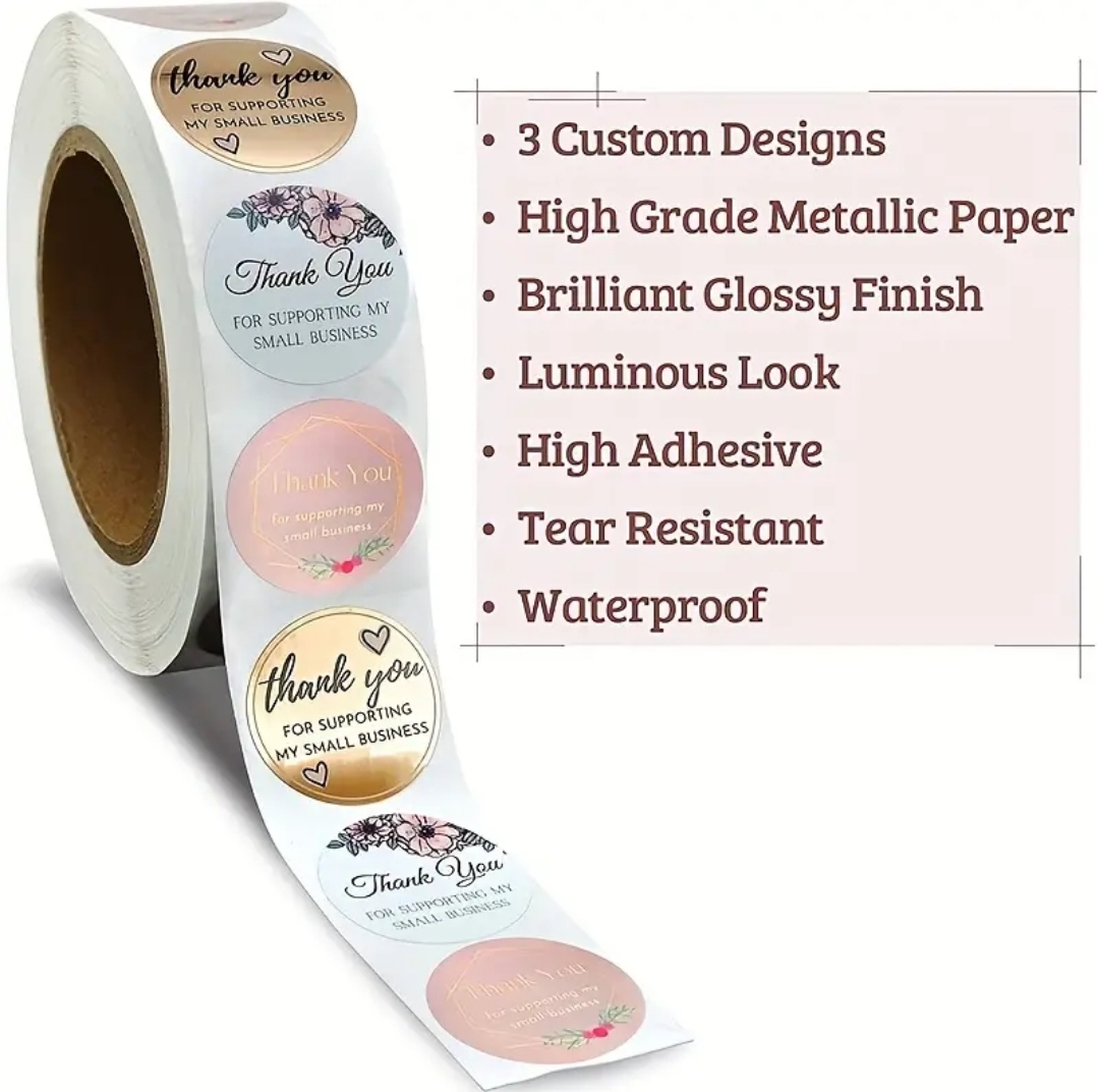 500pcs/roll 25mm Thank You Sealing Stickers Envelope Decoration Adhesive Stickers Labels