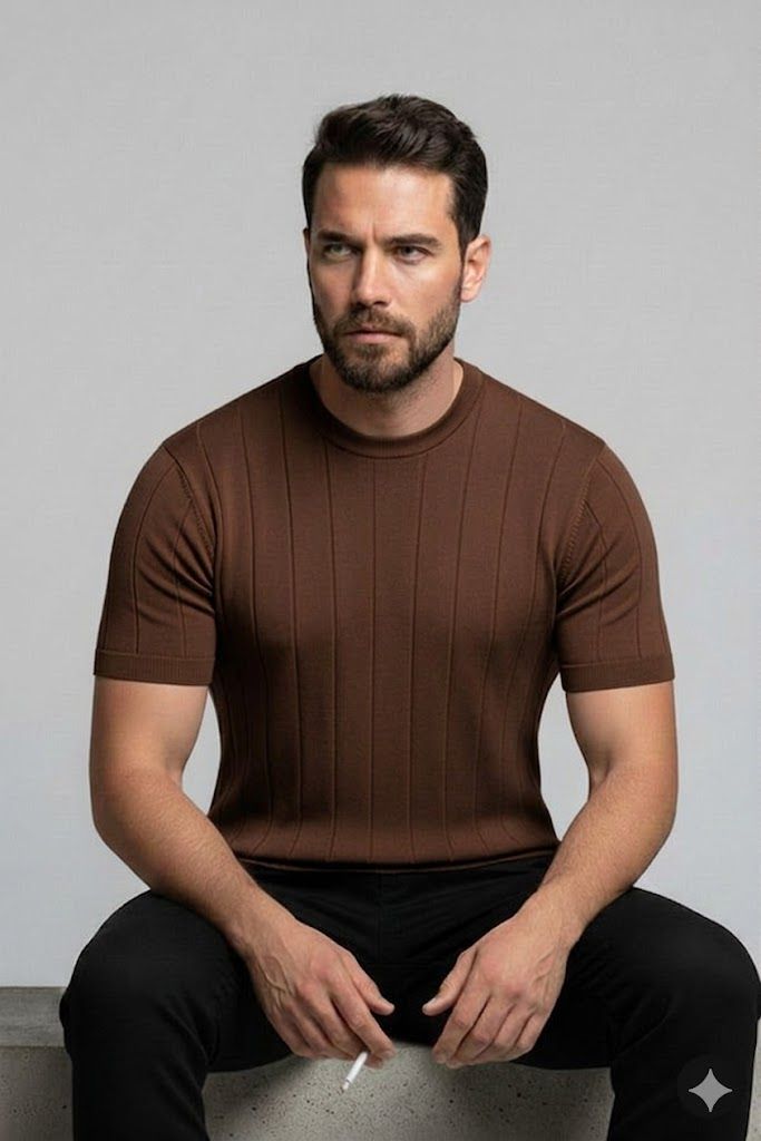 NEW DROP NEEDLE TEXTURE T-SHIRT FOR BOYS AND MEN - OLD MONEY KNITTED TSHIRT FOR BOYS AND MEN - SUMMER WEAR KNITTED TSHIRT FOR MEN