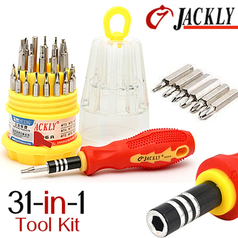 Jackly Universal Magnetic Screwdriver Tool Kit - Precision Repair Set with 28 S2 Steel Bits for iPhone, MacBook, PS4, Xbox, Laptop, PC, Phone, Tablet, Electronics - Ergonomic Rotating Handle & Extension Rod - Compact Portable Case - DIY Home & Pro 31 in 1