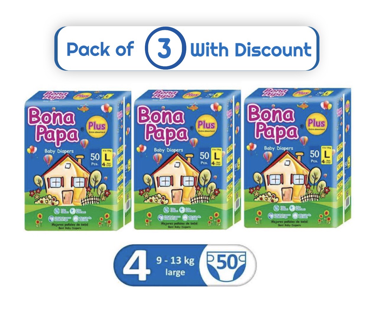 Bona Papa Super Diapers - Super Economy Pack - XXL Size 6 - 50 Pcs