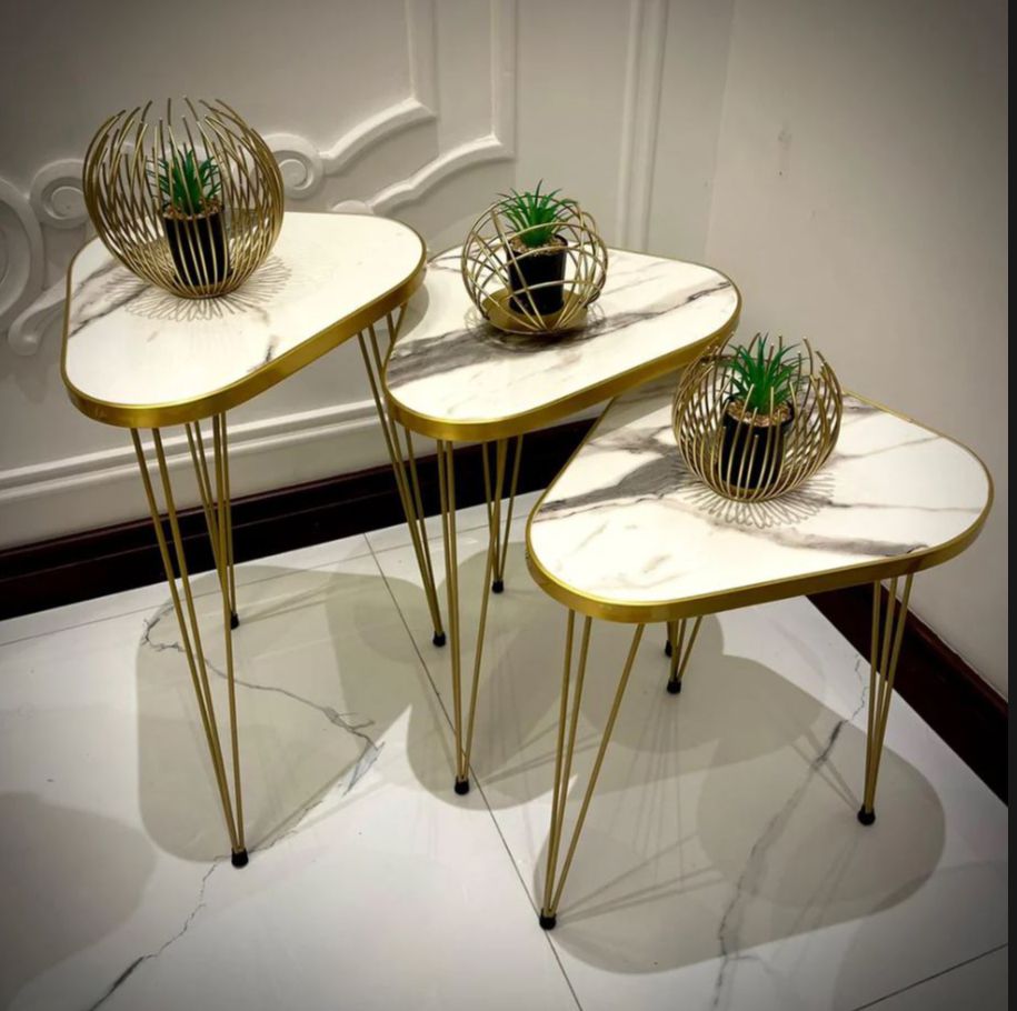MDF Wood Round Coffee table With metal stand/Side table/ Nesting end table / round coffee table/coffee Table/ Table for Home decor ,living room and for bed side