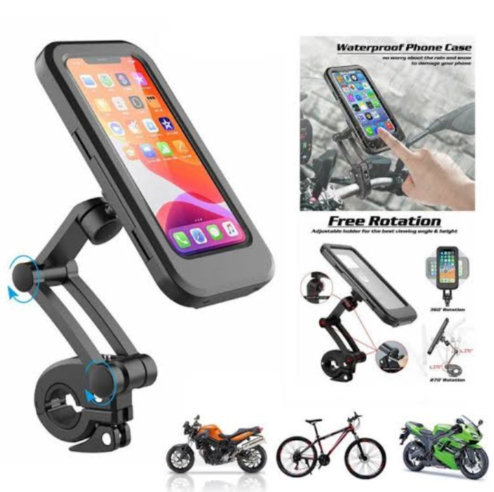 360° Rotating Bike & Motorcycle Phone Holder Adjustable Mobile Mount Touch Friendly Design for Maps & Navigation