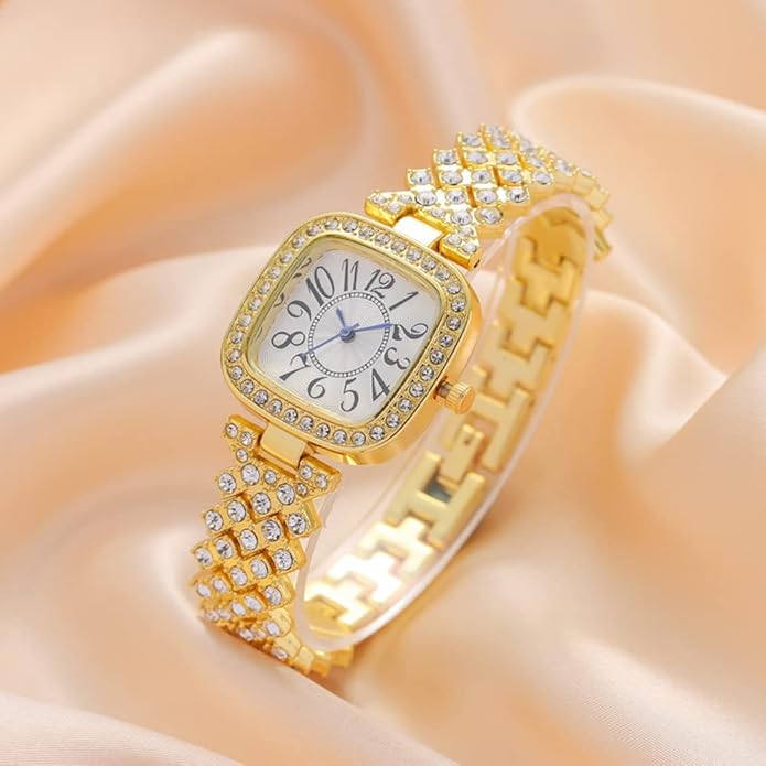 HOT DEALS NO 1 Fashion Luxury Vintage Diamond Square Watch Digital dial Quartz Women's Watch