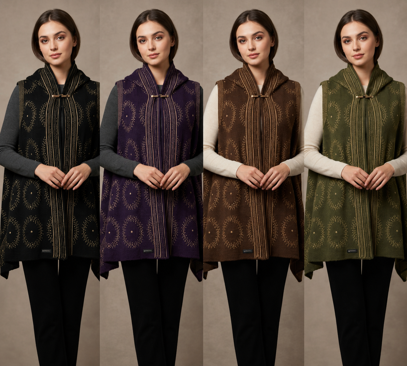 Women's Knitted Sleeveless Shawl – Winter Warm Open Front Cardigan