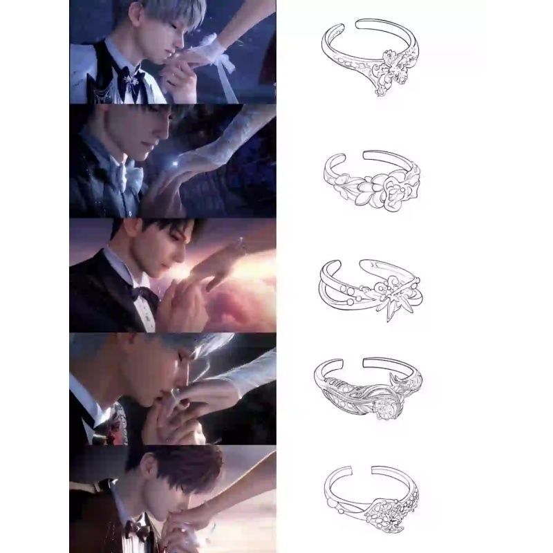 Hot Game Love and Deepspace Caleb Xavier Sylus Zayne Rafayel Cosplay Rings Heroine Couple Wedding Rings for Women Halloween 