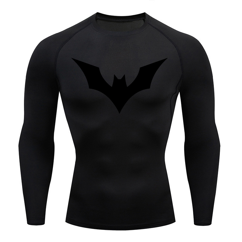 Sun Protection Sports Second Skin Running T-shirt Men's Compression Shirt Gym Workout Clothing Mens Sport Tight Sweatshirt Bat