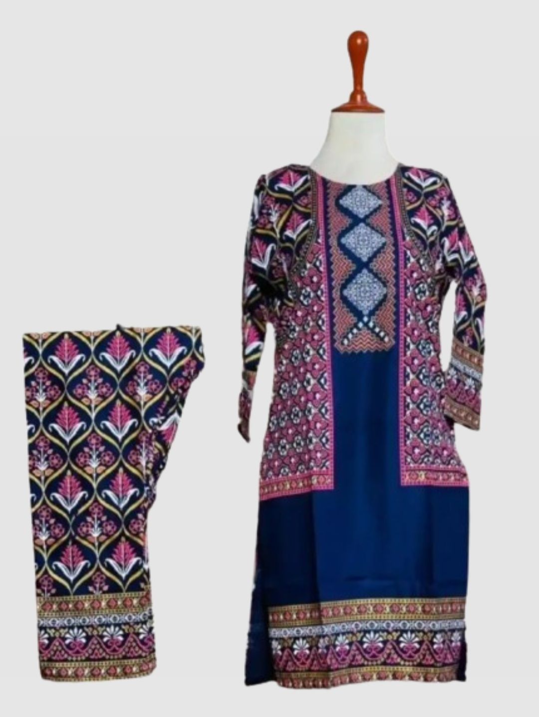 New stylish collection stitched 3D printed jacket 2pc dress for women and girls