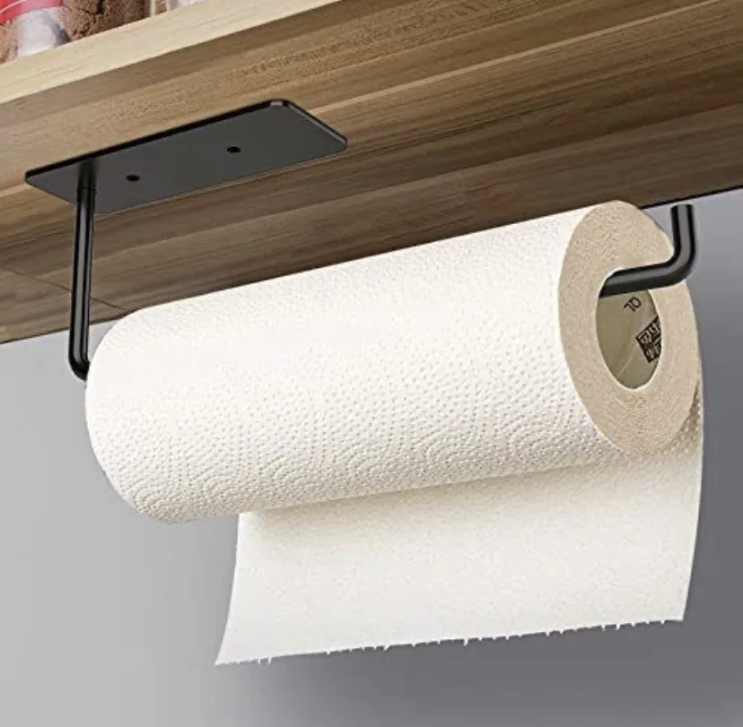1pc Black Kitchen Short Paper Towel Roll Holder, Wall Mounted Bathroom  Toilet Tissue Rack, Under Cabinet Kitchen Paper Storage Shelf For Kitchen