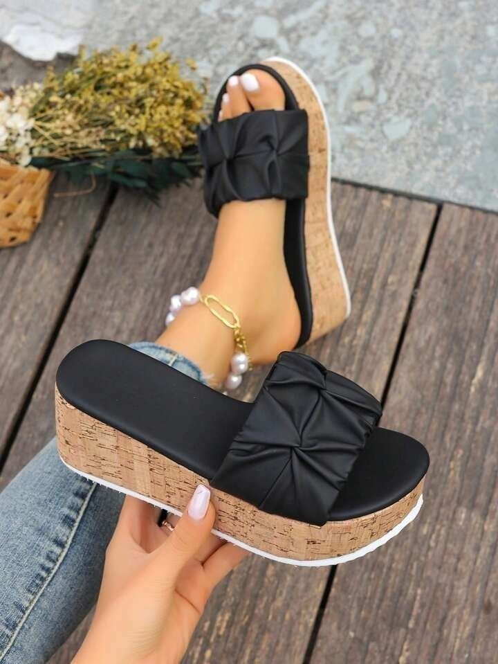 Women Open Toe Block Heel Sandals – Stylish Ankle Strap Ladies Party & Casual Shoes (White & Black)