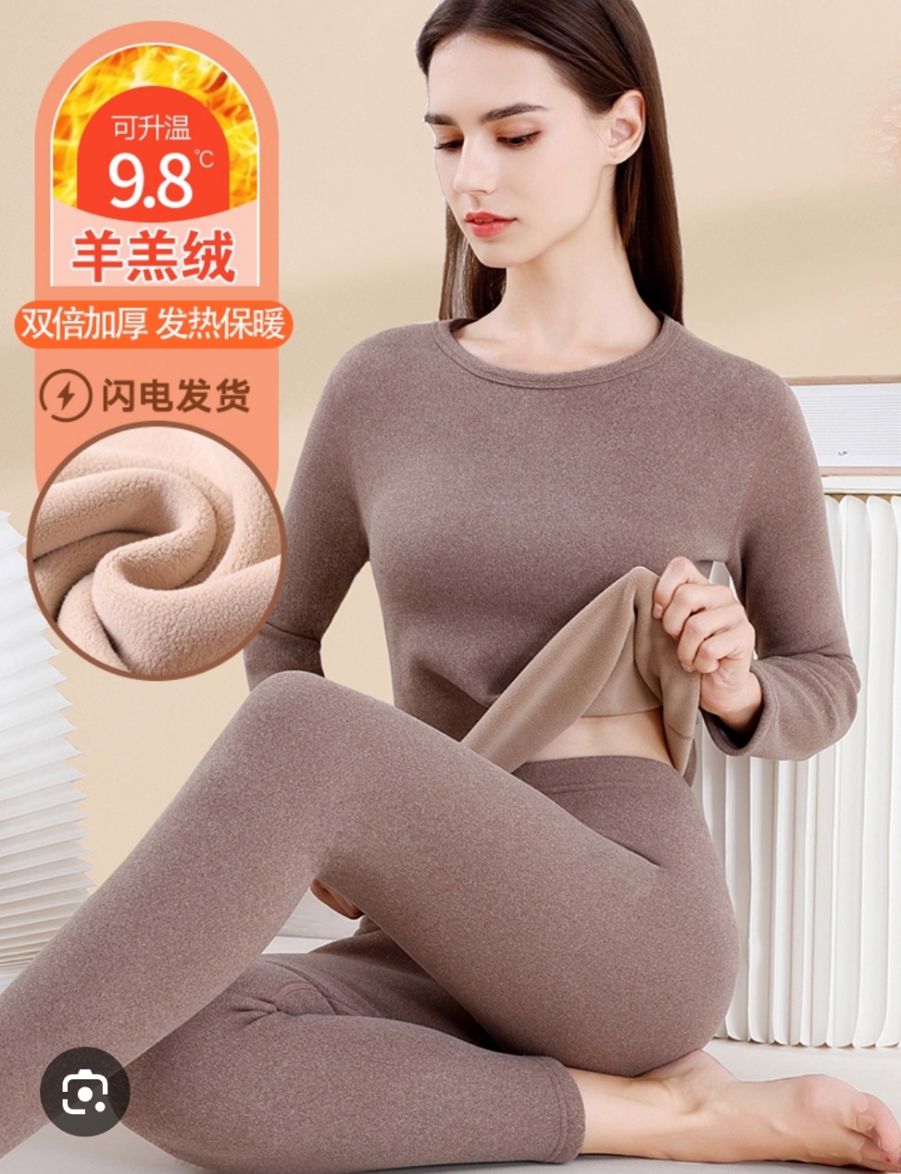 Men Women Cashmere Velvet Ladies Thermal Underwear Fleece Thick Thermal Suit For Women  | Womens Thermal Underwear Set Long Johns Base Layer Fleece Lined Top and Bottom Thermals Sets Lounges wear Thermal Underwear for Women | Womens Thermal Underwear Set