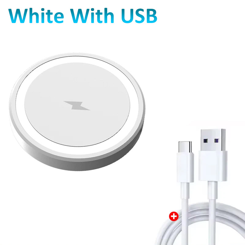 Ultra Thin 15W Wireless Charger Fast Qi Charging Pad 6cm Compact Lightweight Portable Design for Desk Bedroom Travel
