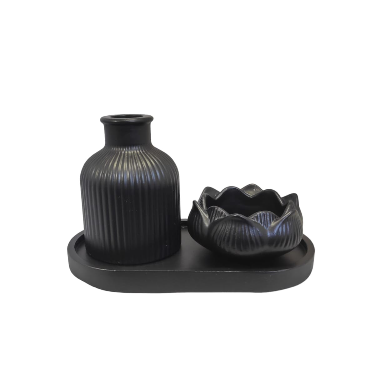 3 pcs minimal decor (1 mini vase+1 lotus jar+ovel tray)best for home decor