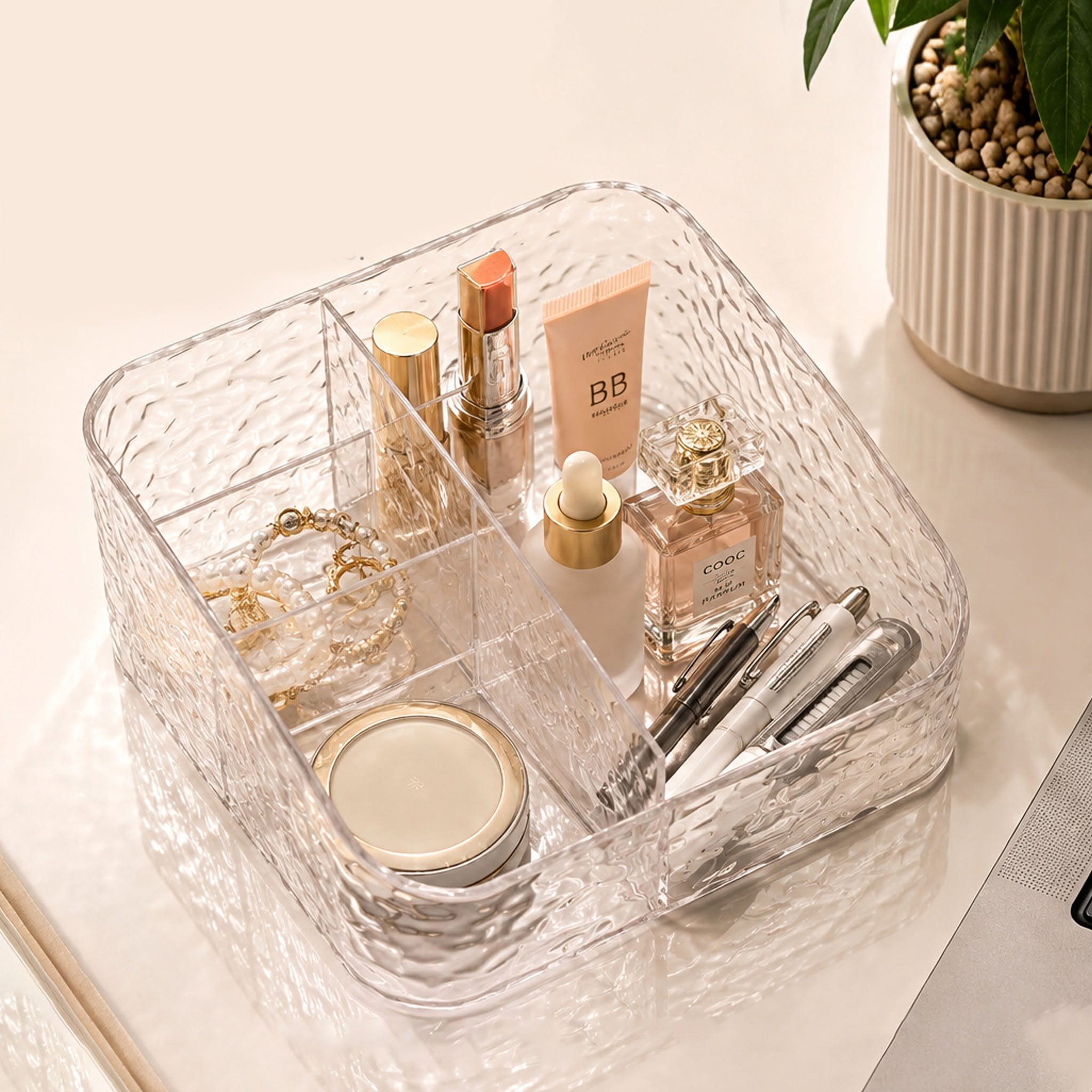 Makeup Organizer Acrylic Multi Grid Storage Rack Cosmetic Shelf Make Up For Dressing Table Bathroom Perfume Beauty Tool Organizers Space Saver Box