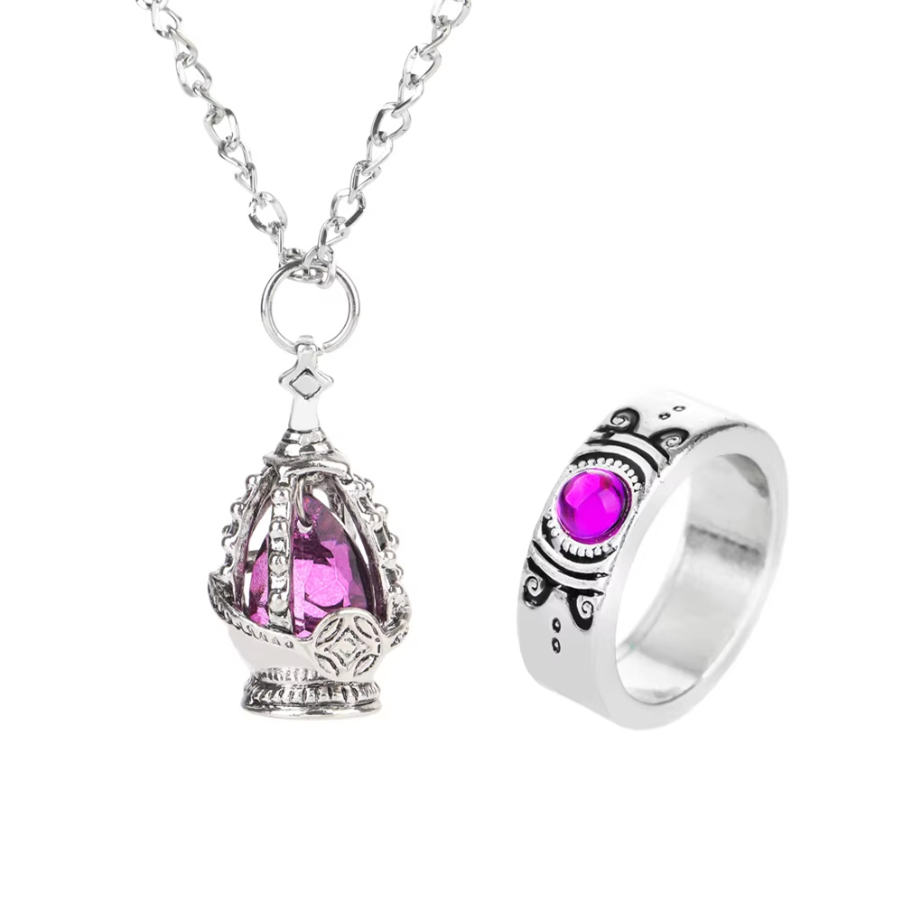 Anime Puella Magi Madoka Magica Soul Gem Necklace Crystal Pendant Ring Cosplay Costumes Lovers Jewelry Set Accessoies Props