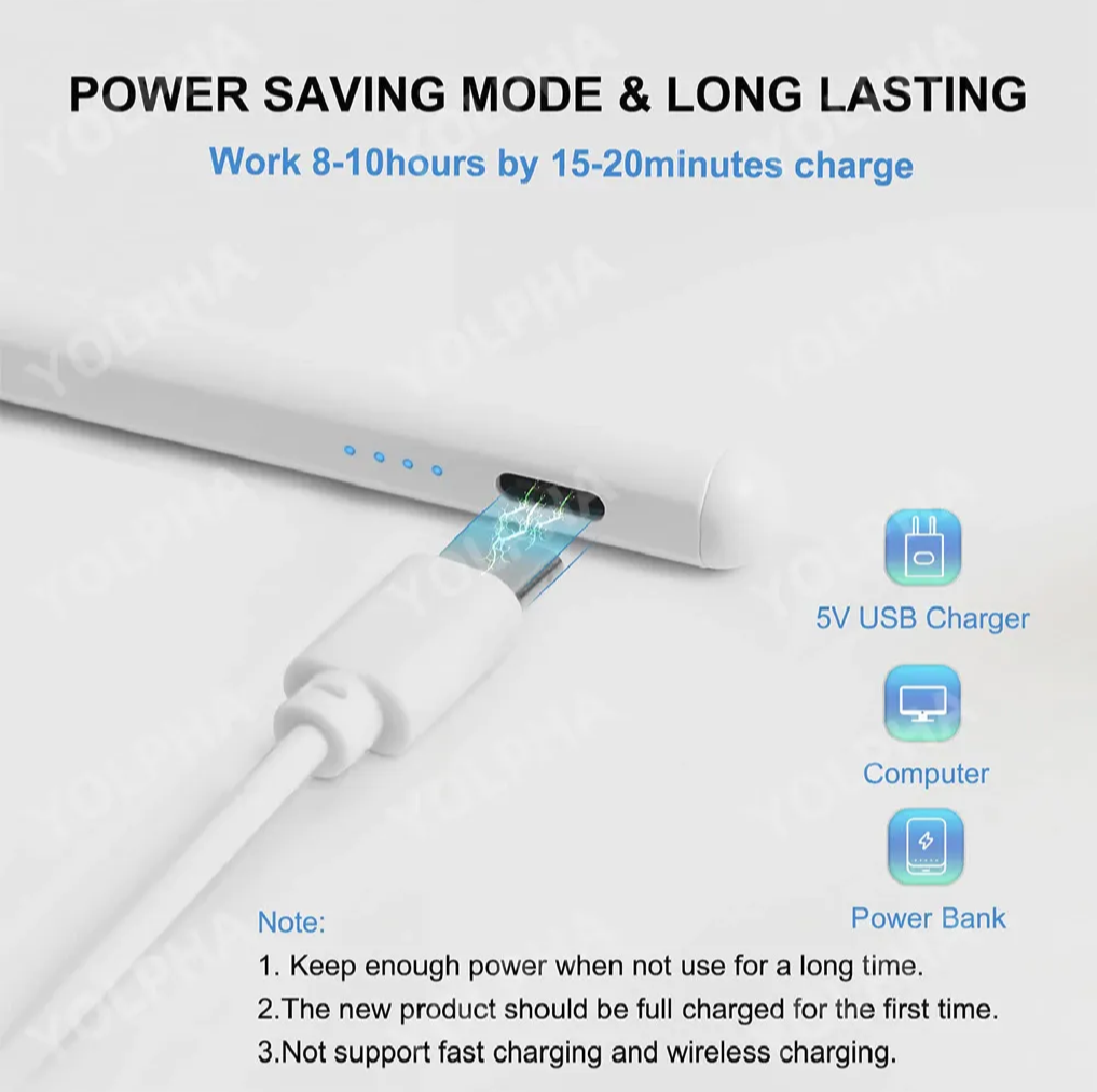 Universal Stylus Pen for All Touch Devices | High Precision Metal Tip Digital Pen for, Android & Windows Tablets | Super Long Battery | Rechargeable | No Palm Rejection
