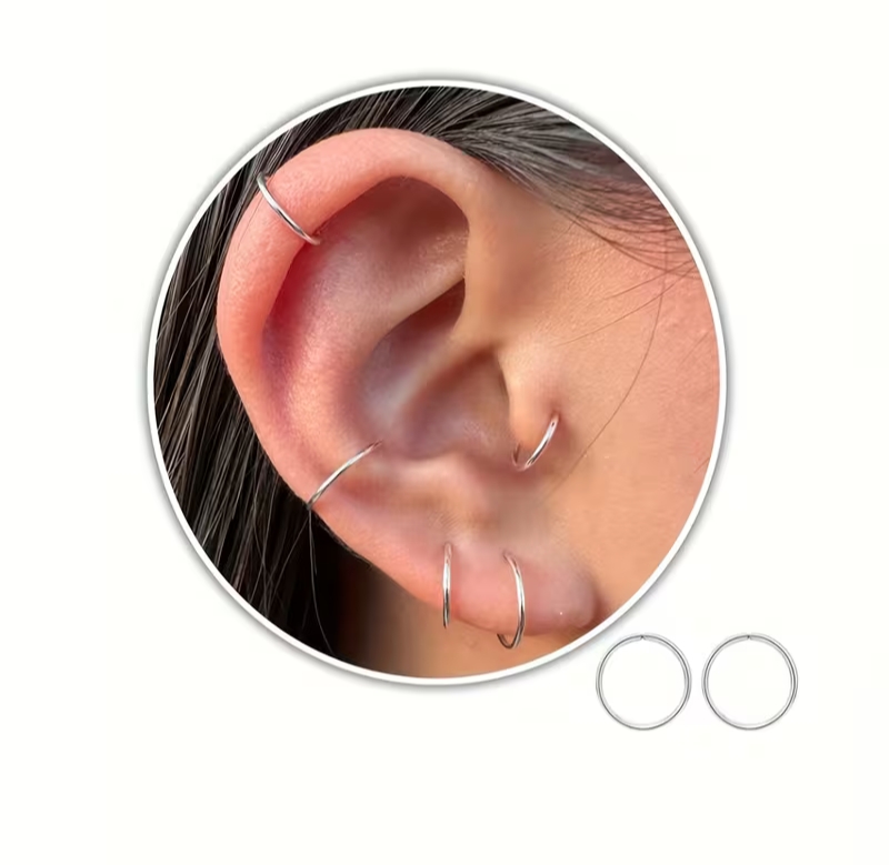 20pcs Titanium Non-Piercing Fake Ear, Nose & Lip Rings