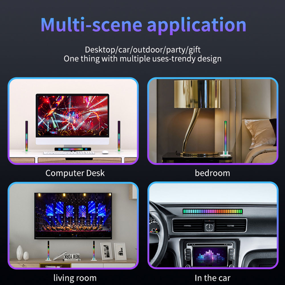 16 LEDS RGB LED Light Bar App Control Desktop Background Atmosphere Light Music Sync TV Wall Computer Game Bedroom Night Light