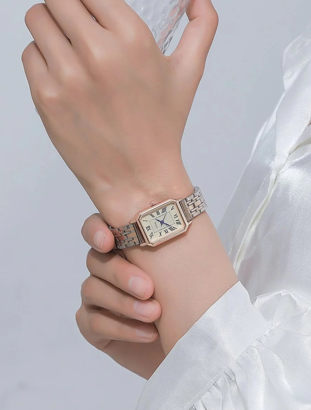 Watch - Fashion Square Watch Women Silver Watches Stainless Steel Band Quartz Wristwatches Ladies with bracelet set | Round watch | Rectangular Watch