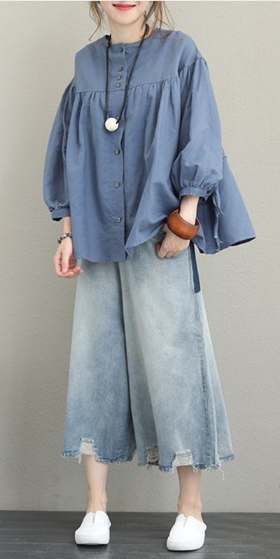 O-Neck Casual Linen Blouse for Women – Long Sleeve, Breathable Fabric, Trendy Style