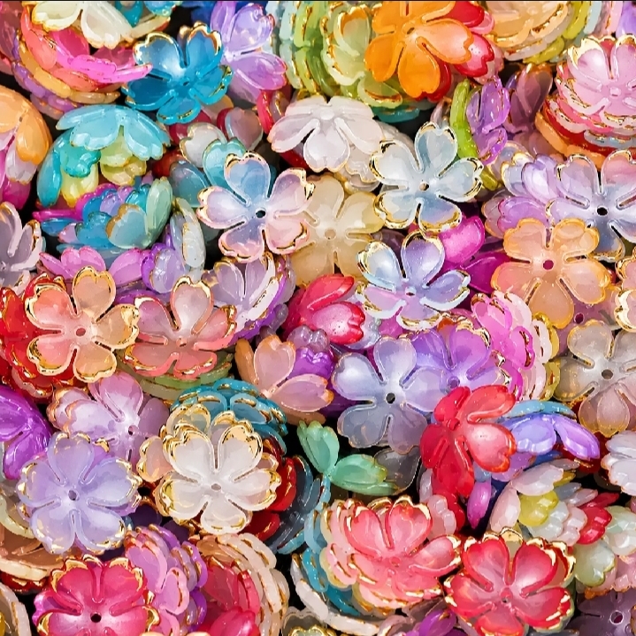 20/50/100 Pcs ABS Round Flowers - Imitation Pearl Beads For DIY Jewellery Making