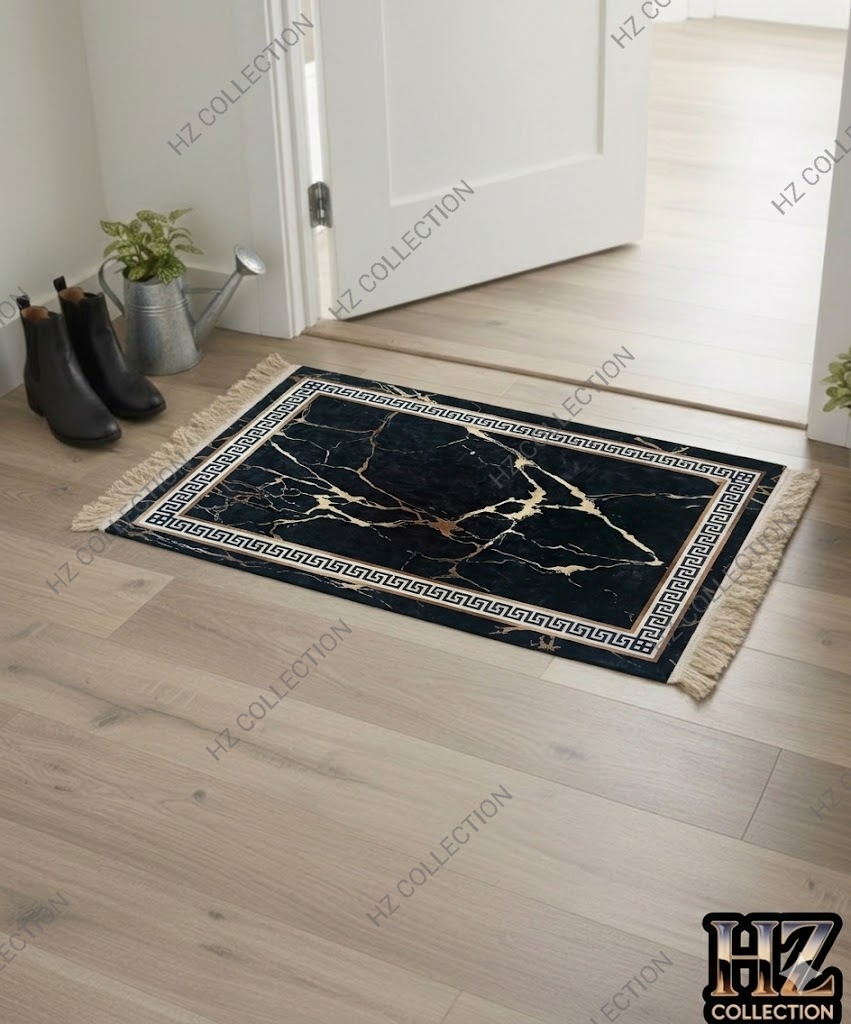 Elegant Floral/Geometric Poly-Cotton Rug - 1 Piece Traditional Design, Hand-Knotted Patterned Prayer Mat