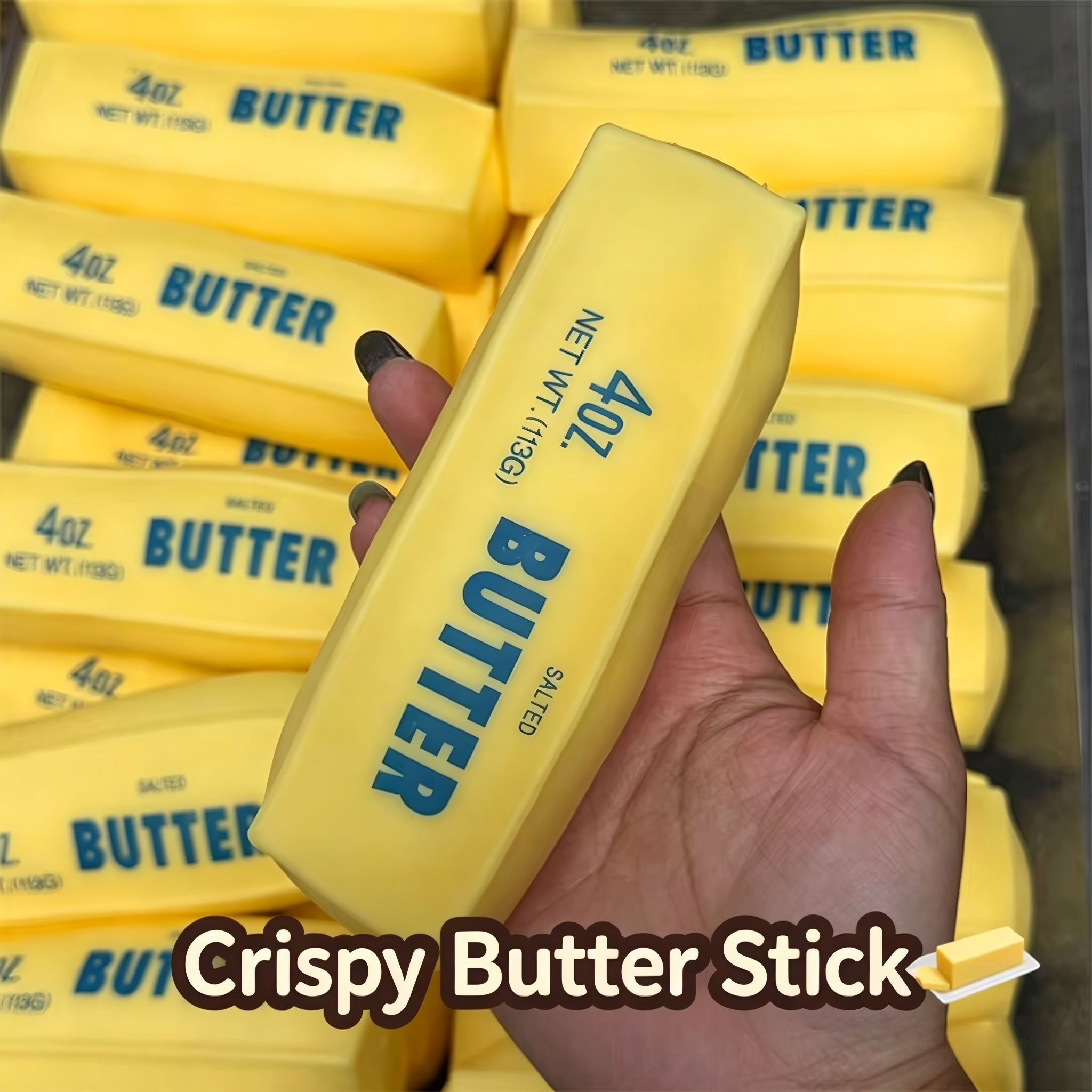 Butter Stick Squishy Stress Ball ADHD Fidget Toy Crunchy Squeeze Toy Round Blocks Filled ASMR Anti Stress Release Hand  Toy