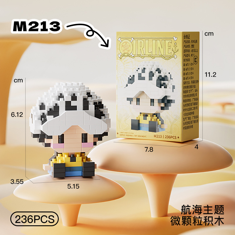ONE PIECE Sun God Nika Luffy Micro Building Block Chopper Ace Buggy 3D Anime Model Assembly Mini Bricks Figure Toys For
